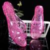 Sparkling Crystal Low Heeled Slippers for Women In Summer, Made of Transparent Plastic Material, Suitable for Indoor and Household Use