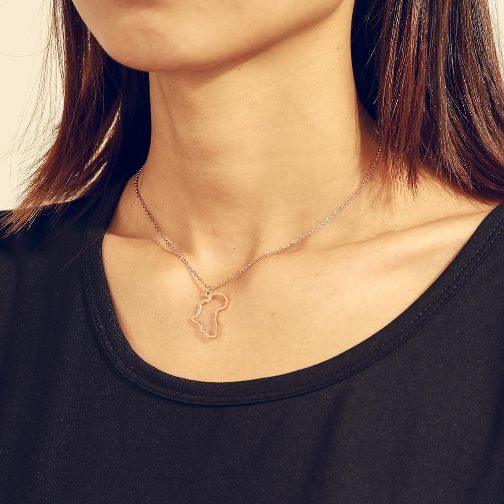 Hollow out African map pendant necklace stainless steel men's and women's simple South Africa necklace jewelry gift wholesale