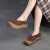 Johnature Натуральная кожа толстая подошва круглый носок мокасины ретро удобные женские туфли на плоской платформе