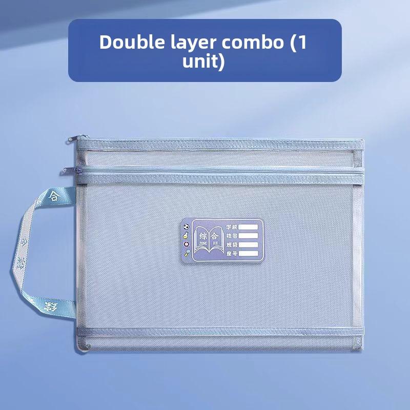 Файлы-папки для классификации по темам, Двухслойные сумки на молнии большой вместимости для школьных работ, Прозрачные сетчатые сумки для документов формата А4