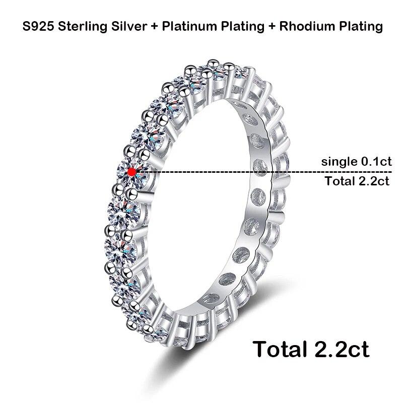 Обручальное кольцо с муассанитом 3 мм для женщин, созданное с бриллиантом Full Eternity, штабелируемое обручальное кольцо S925, серебряные кольца