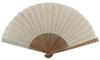 Onishi Ken Seihan Linen Dungaree Folding Fan, 23cm, Off-White, "Ripple" S22-LID04