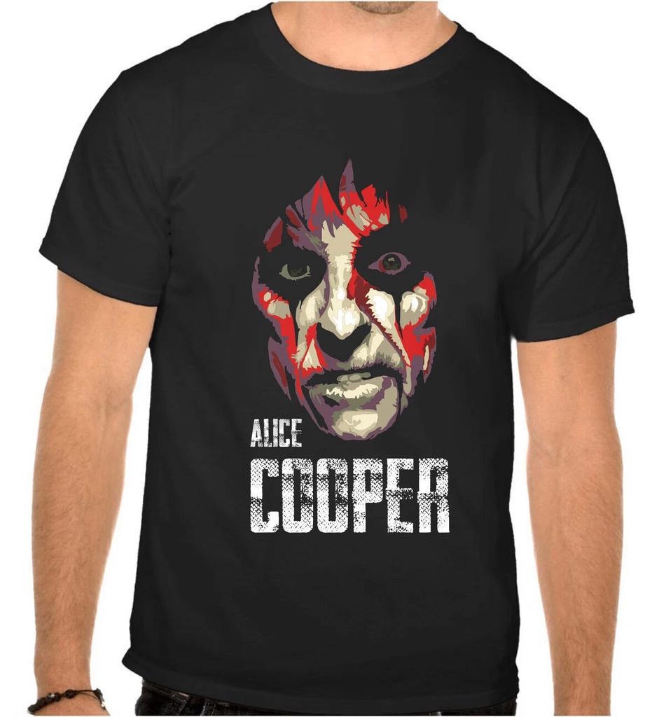 Alice Cooper Рок-музыка Логотип ЧЕРНАЯ Футболка - 1034-