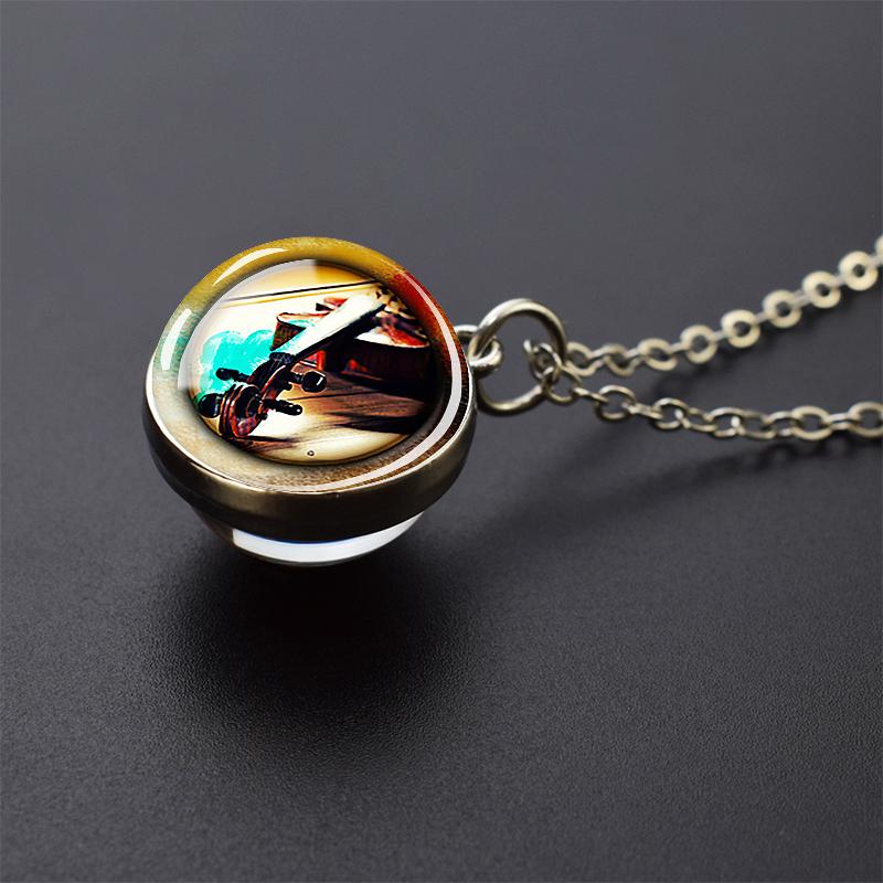 Ожерелья с музыкальными инструментами, фортепиано, гитара, кларнет, флейта, художественный стеклянный шар, кулон, музыкальная нота, ожерелье, женское музыкальное подарочное ювелирное изделие