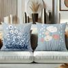 Floral Patterned Blue Cushions For Home Decor Polyester pillowcase, sofa decorative cushion cov Headboard Pillow