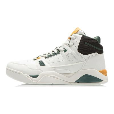 Баскетбольные кроссовки Li Ning из кожи, амортизирующие, нескользящие, износостойкие, дышащие, легкие, высокие, в стиле ретро, женские, белые, зеленые, AGBR084-4