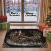 1pc, 2D Flat Printing, Retro Santa Reindeer Sleigh Christmas Floor Mat for Entrance, Living Room, And Hallway | Non-Slip And Machine Washable Polyeste