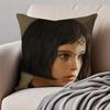 NNatalie Portman Cushion Cover Pillowcase Antidustmite Invisible Zipper Short Plush Sofa Cushion