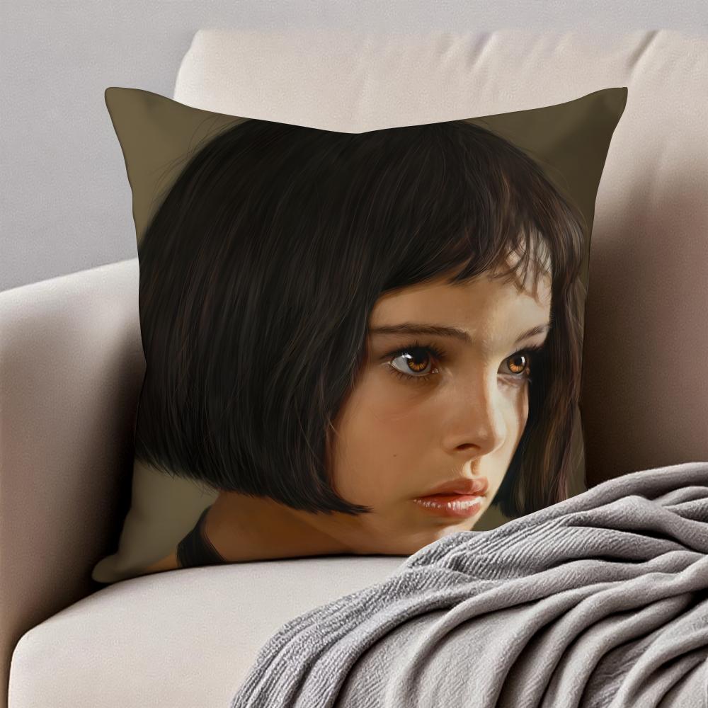 NNatalie Portman Cushion Cover Pillowcase Antidustmite Invisible Zipper Short Plush Sofa Cushion