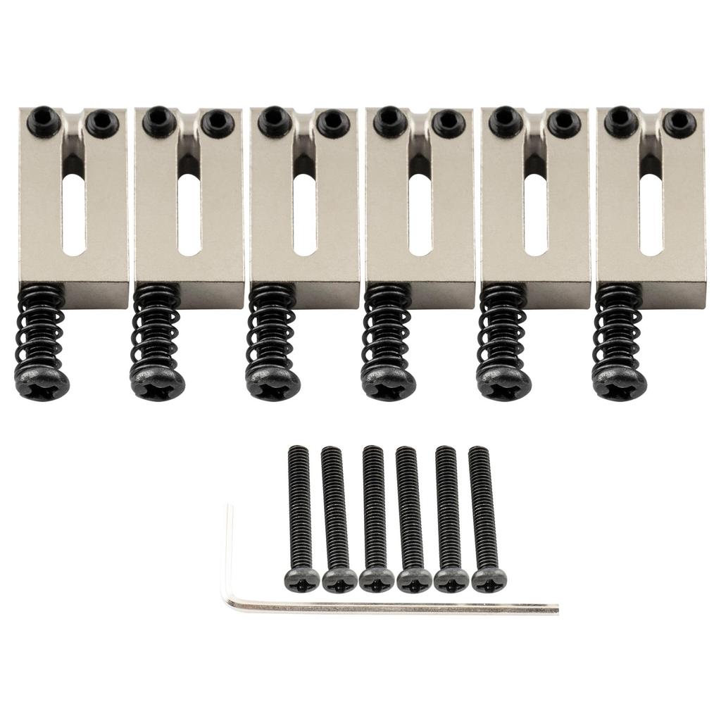 Musiclily Ultra Offset Brass Saddles for Offset for American Electric Nickel of 10.5mm Guitar, Style, Stratocaster/Telecaster Guitars, (Set 6)