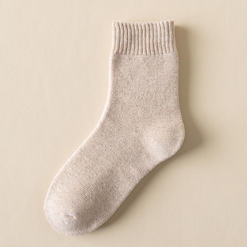 Женские осенне-зимние махровые носки - на бархатной подкладке, толстые, средней длины, однотонные, теплые, в стиле полотенца.