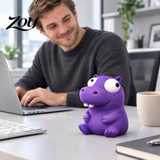 Unique Birthday Gifts for Kids Funny 3D Printed Ornament, Hippo/Goose/Cat Shape, Cute Figurines with Big Stress Relief Desktop Gadgets Moving