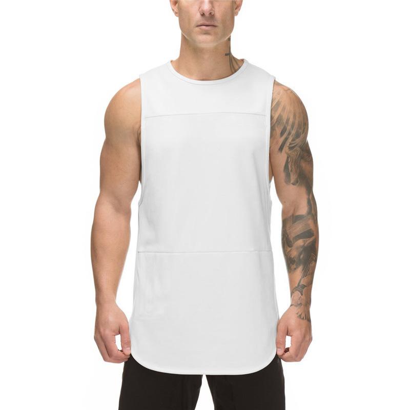 New Sports Vest Men'S Loose Summer Pure Cotton Fitness And Bodybuilding Quick Drying Sleeveless Shoulder White Base Shirt Sleeveless T-Shirt