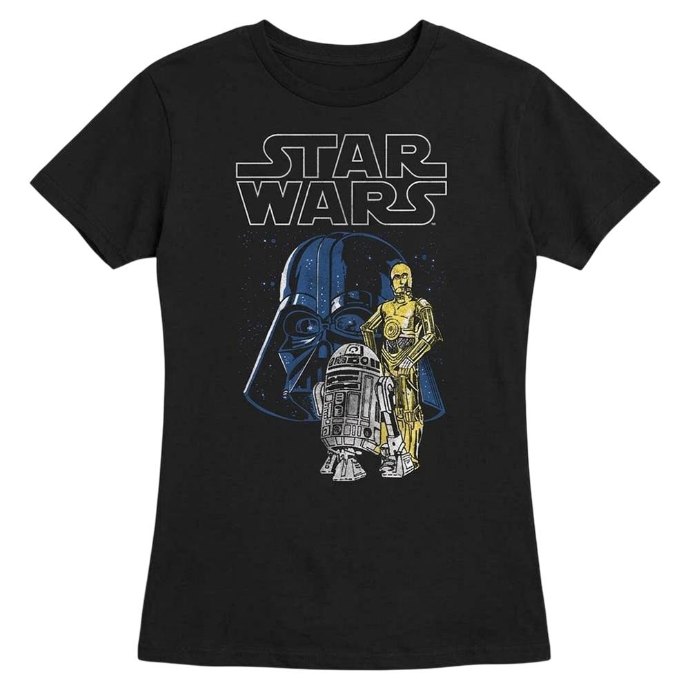 Star Wars Womens/Ladies Vader And Droids Ringspun Cotton Fitted T-Shirt