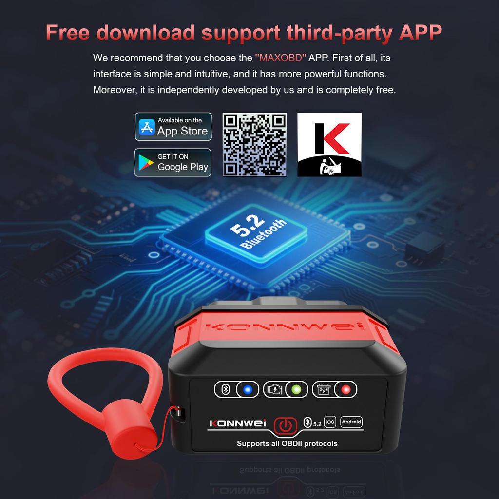 KW906 Bluetooth 4.0/5.0 ELM327 OBD2 Автомобильный Диагностический Сканер