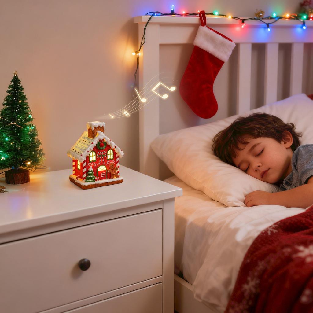 Glowing Gingerbread House With Lights - Animated Christmas Decoration For Indoor Festive Display