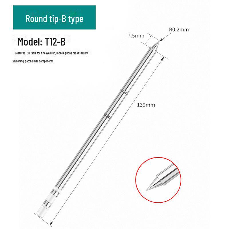 Жало паяльника T12 со встроенным нагревательным сердечником, паяльная станция с белым светом, универсальное лезвие ножа, подкова, специальное заостренное T12-K/B/I