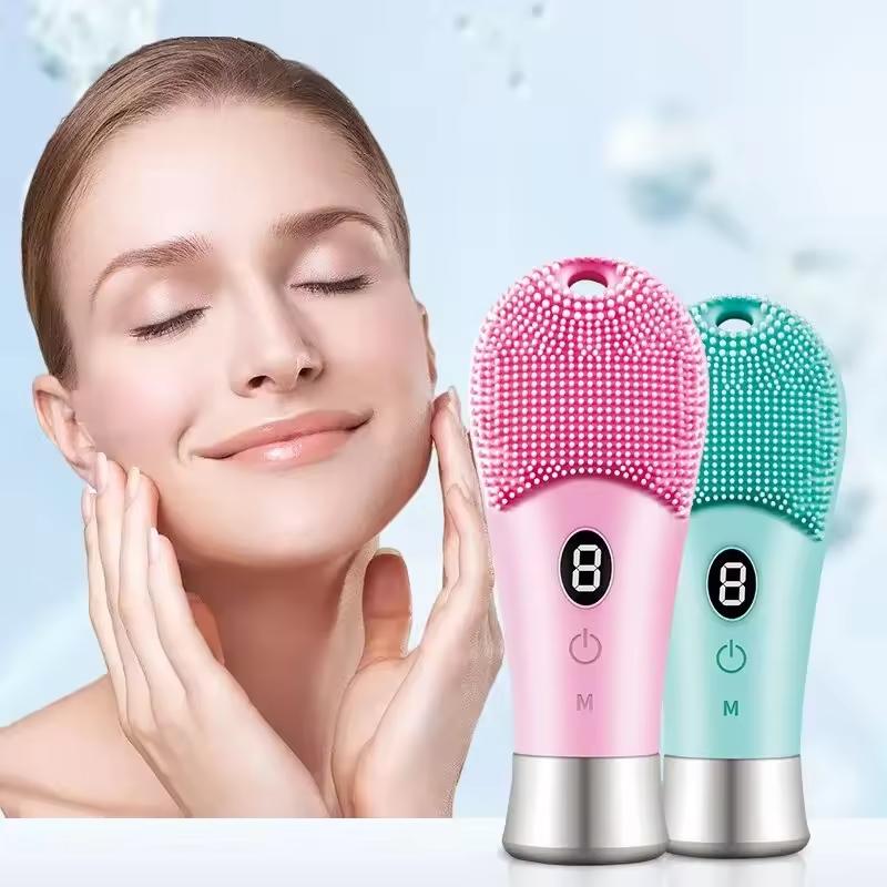 Sonic Vibration Waterproof Skin Pore Cleansing Beauty Product Silicone Exfoliating USB Handheld Electric Cleansing Brush