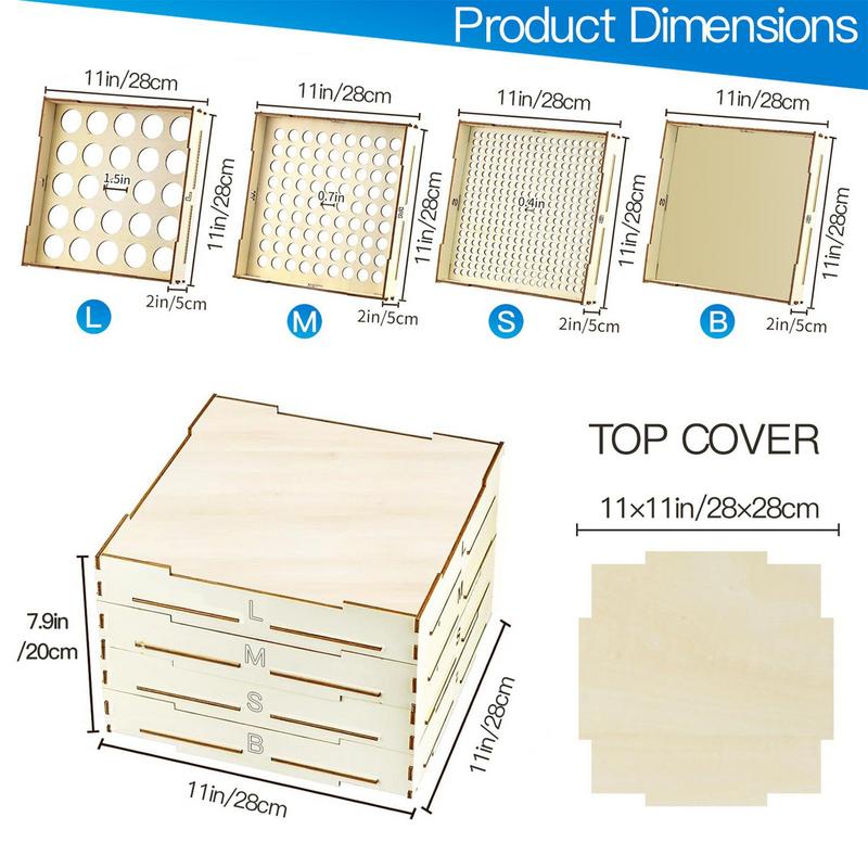 Сортер для кубиков 4 лотка Коробки для сортировки кубиков 3 разных размера Деревянный сортировщик Для любителей строительных блоков Девочки Мальчики Подростки И