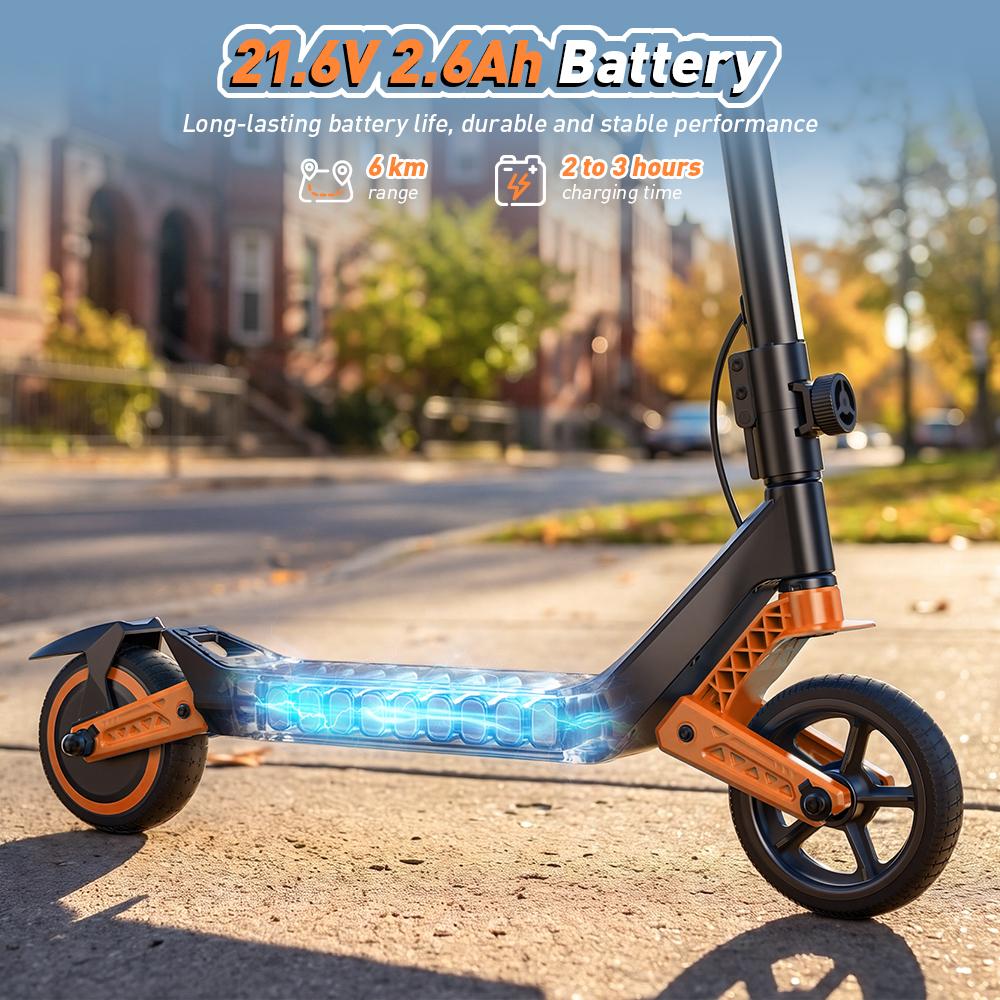 Детский электросамокат K6 150 Вт 2,6 Ач 6,5'' Сплошные шины Bluetooth-динамик Светодиодные огни Складной и регулируемый по высоте Макс. скорость 16 км/ч Дальность 7-9 км для детей
