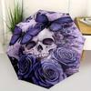 Gothic Skull Butterfly Automatic Folding Umbrella Compact Lightweight Retractable Design For Outdoor Adventures And Travelt82