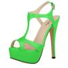 New Women Sandals 14cm Sexy T-Strap Peep Toe Platform Summer Red Wedding Shoes Patent Leather Thin High Heels Shoe
