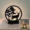Creative Ins Style Metal Ornaments Candle Holders Black Iron Elk  Valentine's Day Luminous Decorative Crafts Miniatures
