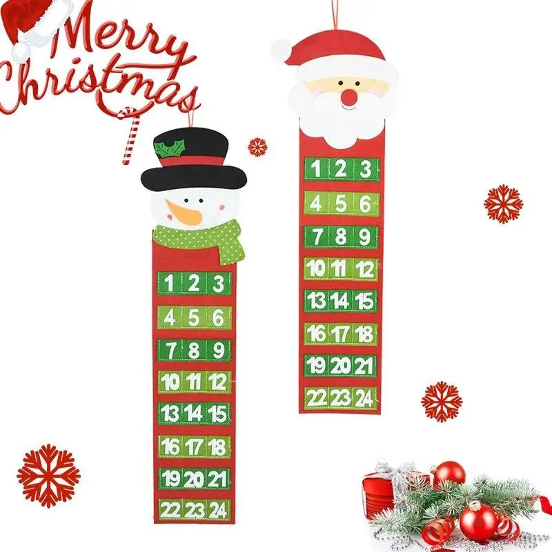 New Year Gift Christmas Calendars Pendant Cartoon Snowman Santa Claus Countdown Calendar Xmas House Wall Hanging Ornament