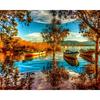 Diamond Painting Full Drill Round Lake Water Boat Mosaic DIY Diamond Painting Cross Stitch