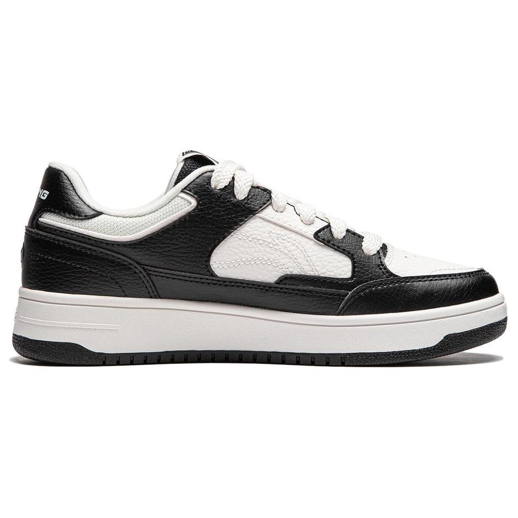 Li Ning Tian Ji Casual Versatile Thick Sole Height Increasing Non-Slip Wear-Resistant Low-Top Skate Shoes Women Sneaker White Black AGCU096-4