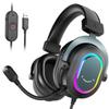FIFINE Gaming Headset Surround Sound Compatible Gaming Headphones with RGB Audio Control Compatible with Equipped with 3 EQ Settings Music Detachable