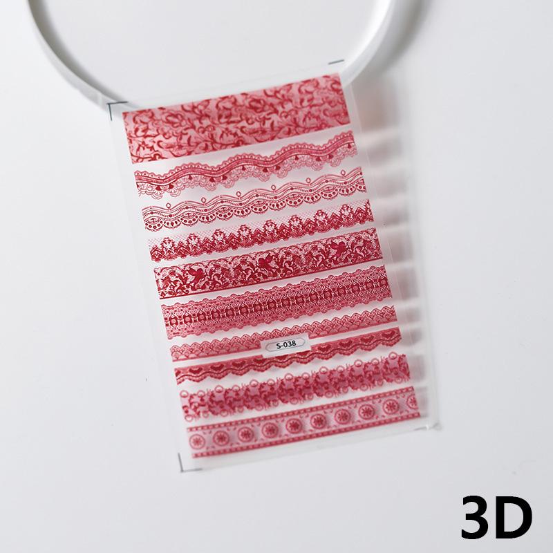 Черно-белые цветы Дизайн Винтажное кружево 5D Мягкие тисненые рельефы Самоклеящиеся наклейки для нейл-арта Ретро Французские 3D наклейки для маникюра