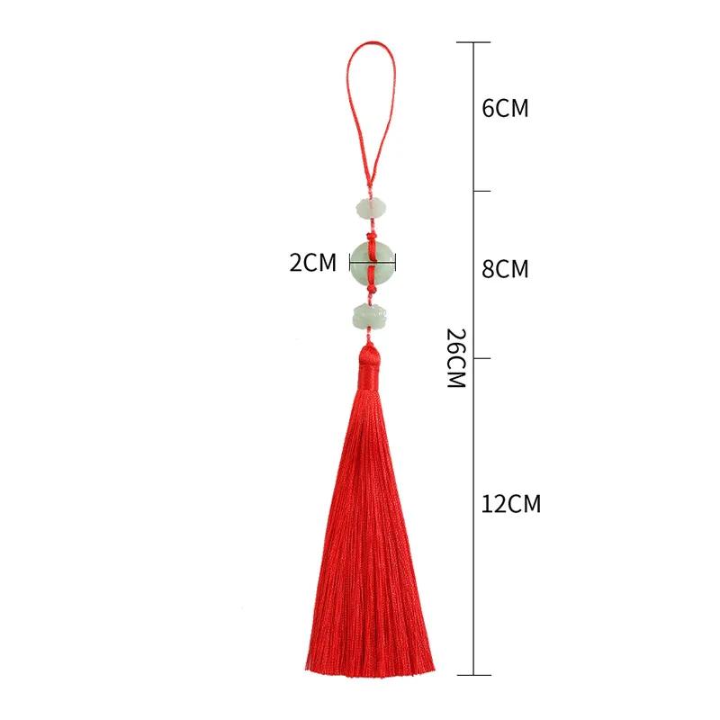 Beautiful Tassels Traditional Imitation Jade Colorful Polyester Tassels Home Decoration Handicraft Folding Fan Ornament