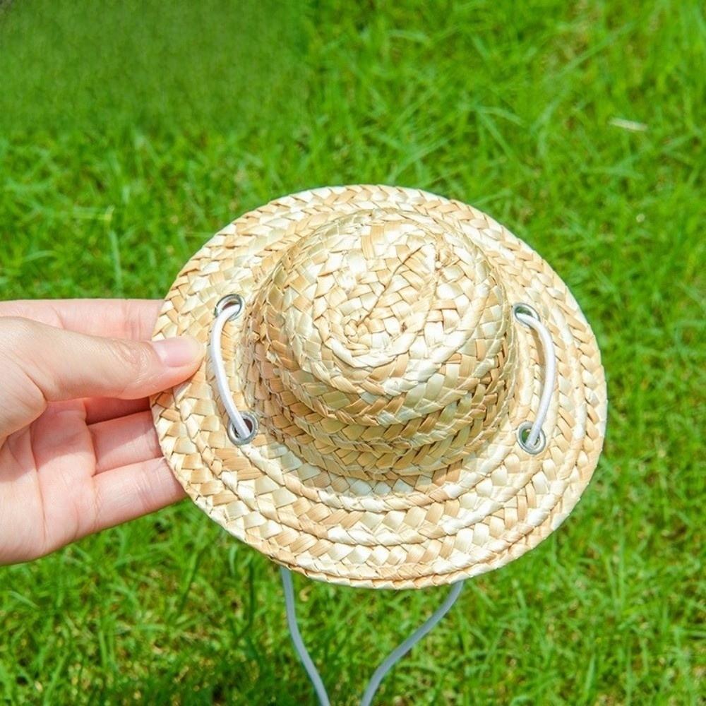 Woven Pet Sombrero Hat Breathable Bamboo Dragonfly Hat Cute Design Dog Cat Straw Hat Summer Use