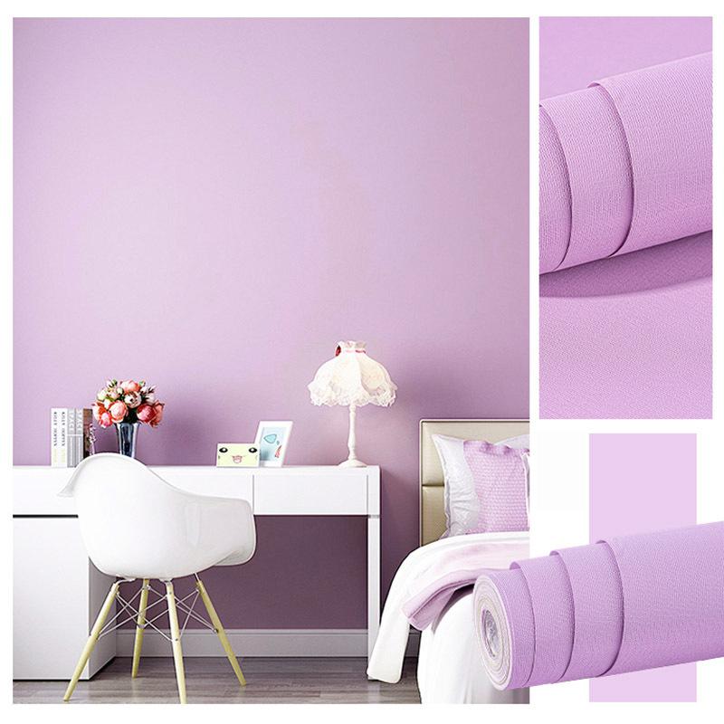 Solid Color Self-adhesive Simple Warm Bedroom Living Room Decor Waterproof Background Wall Paper Furniture Renovation