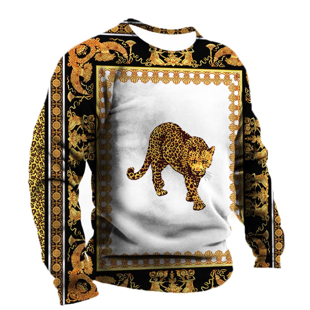 Роскошные социальные рубашки мужские хлопковые футболки футболки с барочной графикой модные 3d футболки уличные толстовки с круглым вырезом повседневная одежда