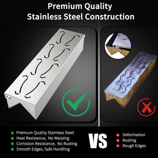 Wood Chip Smoke Box for Gas Grilling Stainless Steel Smoke Box V-Shaped Smoke Box with Hinged Lid for Gas or Charcoal Grills