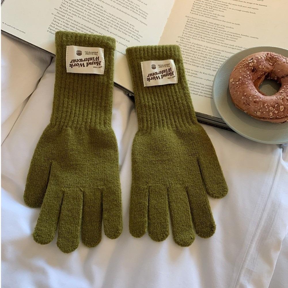 Warm Lining Full Finger Knitted Gloves One Size Faux Cashmere Gloves For Students