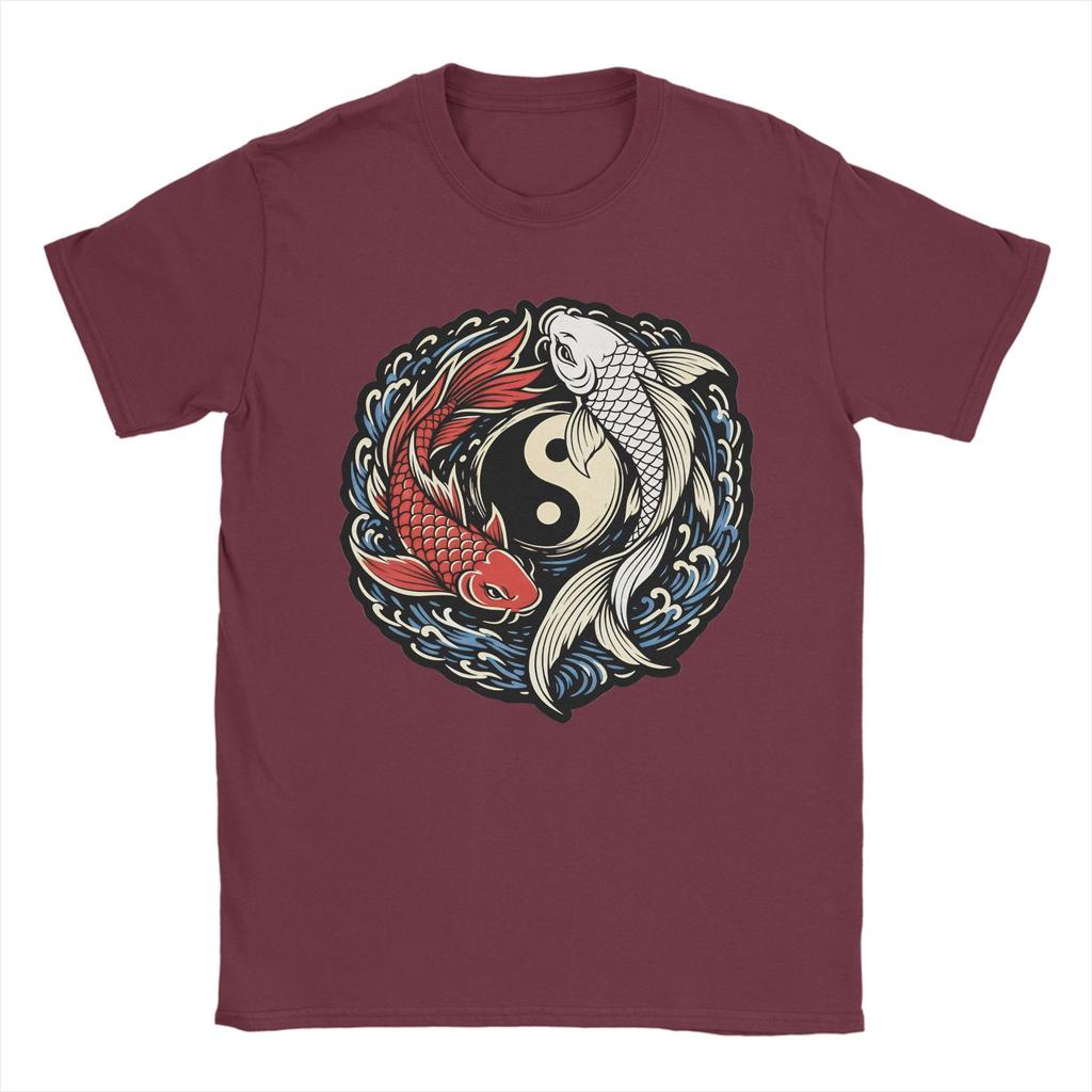 Oversized Tshirt Yin Yang Koi Fish Japanese Tattoo Cotton Tshirts Fashion Tshirt For Unisex Summer Y2k Short Sleeve Clothes