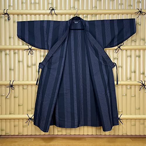 [momoten] [Эксклюзивный бренд Amazon] Оригинальное кимоно Mizuyagi (Рабочая одежда, Самуэ, Хаори, Халат, Фартук) Черные полосы, 120 см в длину