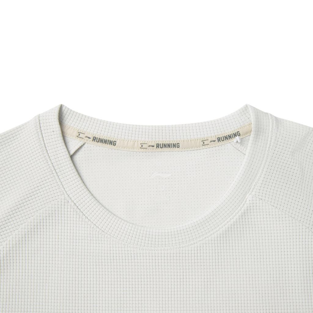 Li Ning Running Series Спортивная повседневная простая однотонная футболка с круглым вырезом и длинным рукавом для мужчин, светло-серый ATLV029-4