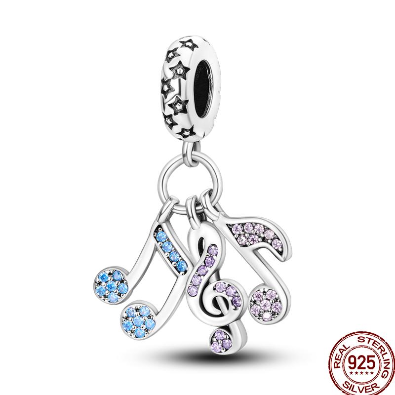 Music Series Copper Headphones Music Note Pendant Beads Suitable For 3Mm Original Bracelet Diy