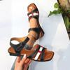 Летние женские босоножки на квадратном каблуке, новые модные повседневные сандалии с ремешком на щиколотке для женщин, женская пляжная обувь для отдыха на открытом воздухе, большие размеры