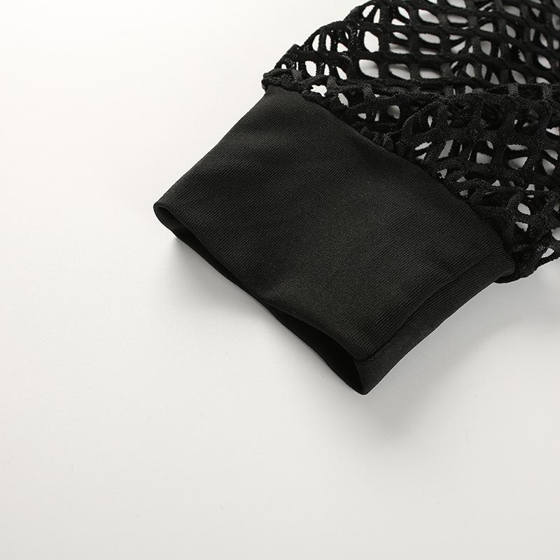 Женская мода сексуальный сетчатый ажурный короткий сетчатый халат с капюшоном