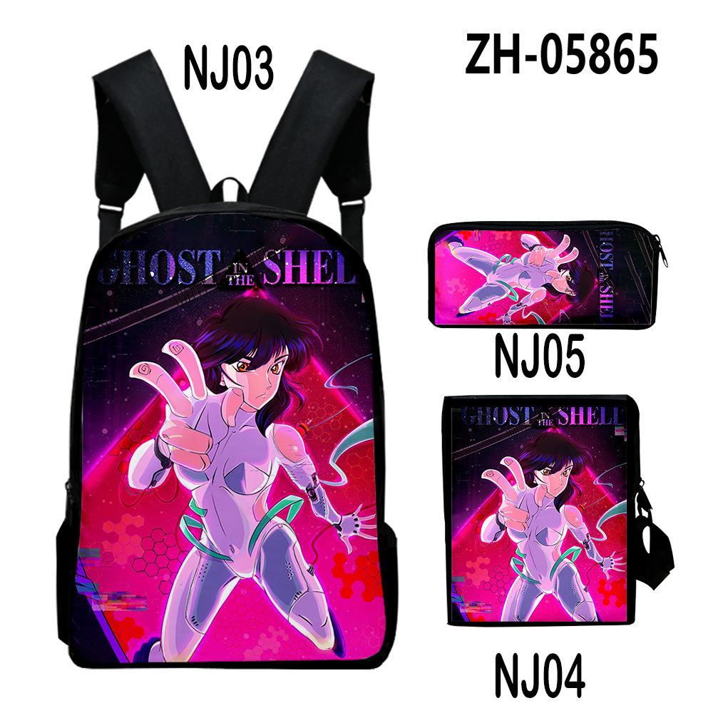 Trendy Popular ghost in the shell 3D Print 3pcs/Set School Bags Laptop Daypack Backpack Inclined shoulder bag Pencil Case