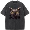 Men's Forest Owl Short Sleeve Shirt Cotton O-Neck Washed T-Shirt Novelty Casual Loose Bleach T Shirt Summer Bleached Tshirt