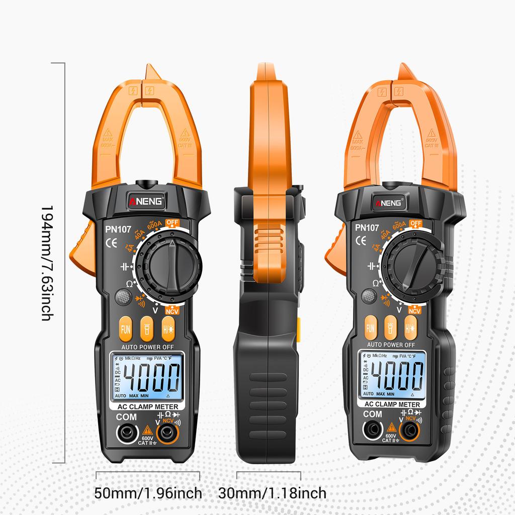 ANENG PN107 Цифровые клещи CAT II 600 В переменного тока Мультиметр-тестер напряжения 4000 отсчетов