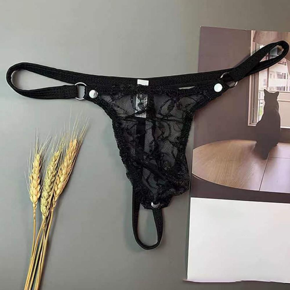 Кружевное нижнее белье, мужские стринги, стринги, выпуклая сумка, трусики, бикини