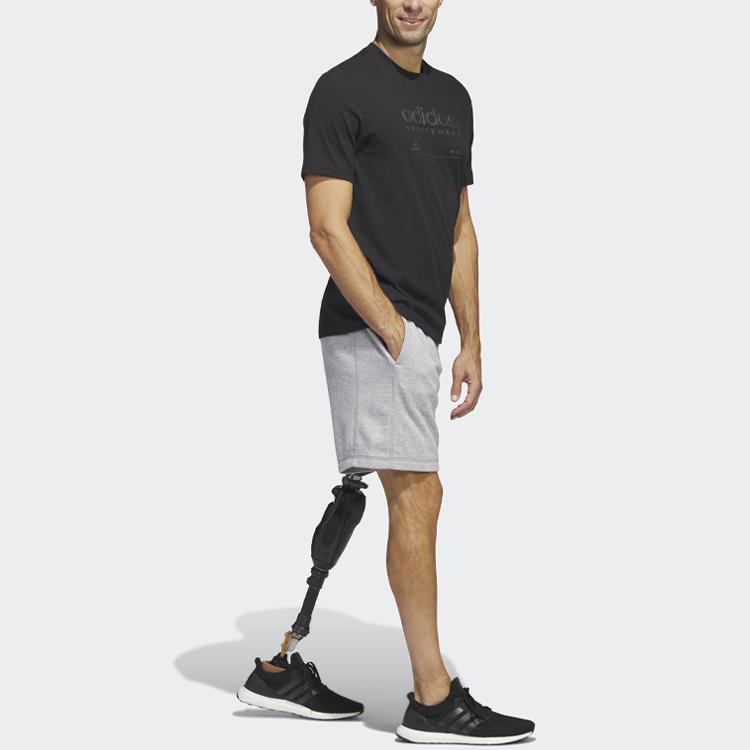 Adidas Футболка с коротким рукавом и круглым вырезом с принтом логотипа Lounge, мужские топы, черные H49669