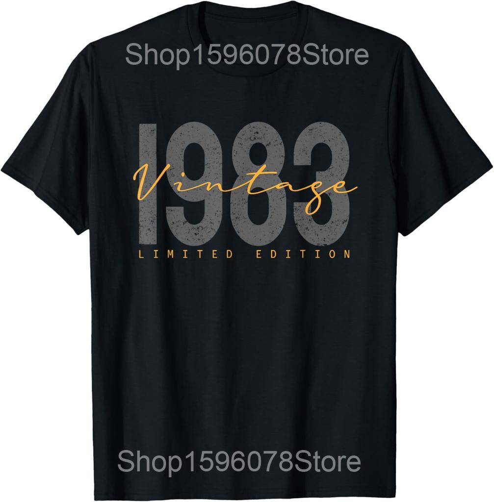 Vintage Birthday Cassette Est 1983 Edition T Shirts Men Cotton Humor Streetwear Tee Shirt Short Sleeve Unisex Loose Clothing